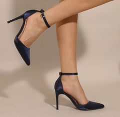 Eleganza – Satin High Heels in Nachtblau