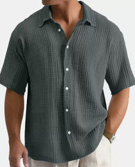 Tiefseestoff – Herren Kurzarmhemd in Struktur-Optik