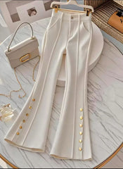 Elegance High-Waist Hose mit Goldknopf