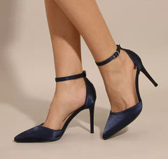 Eleganza – Satin High Heels in Nachtblau