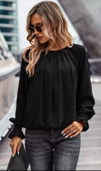 Marina Eleganz – Faltenbluse in Navy