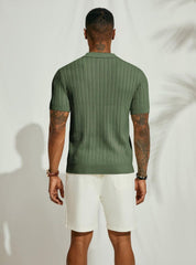 Sommerstrick „Elio“ – Herren-Poloshirt in Olivgrün