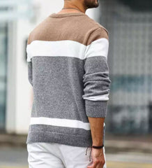 „Nordlicht Strick” – Herrenpullover mit Blockstreifen