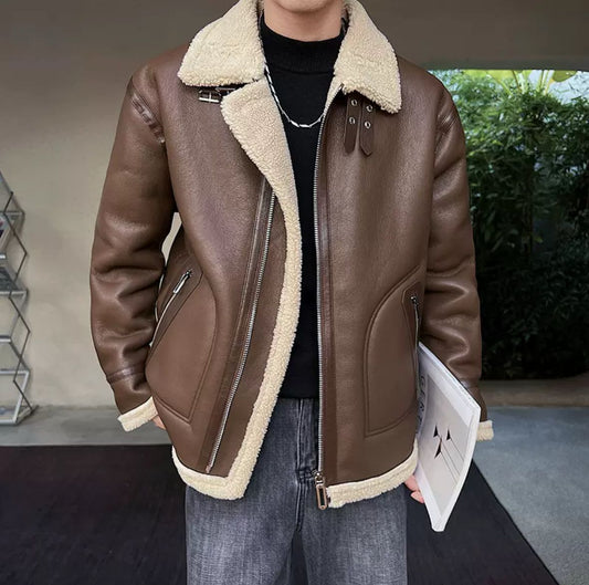 „Nordfell Aviator” – Herren Shearling-Fliegerjacke