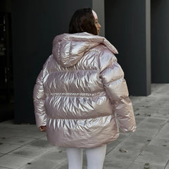“Silver Nova Puffer Jacket” – Metallic Winterjacke in Silber / Welalux