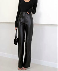 LUXE Leather Touch – High-Waist Hose in Schwarz