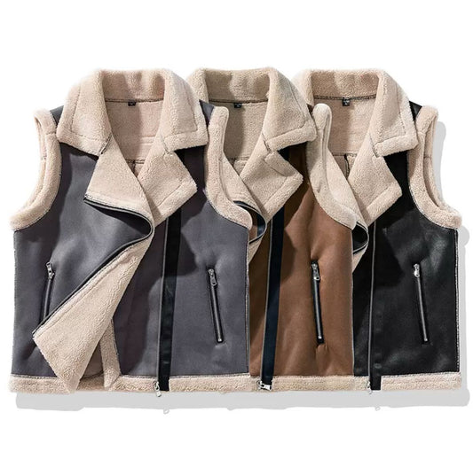 Luna Luxe Weste – Teddyfell trifft Kunstleder