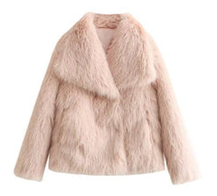 Faux Fur Elegance – Oversized Kunstfelljacke in Taupe