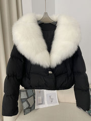 Luxus-Pufferjacke 2025 Damen – Pelzkragen -modisch, kurz , warm