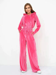 Samt-Jogginganzug mit Reißverschluss