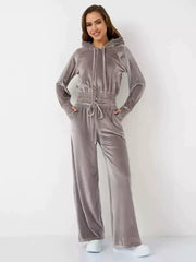 Samt-Jogginganzug mit Reißverschluss