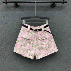 Modische Süße A-Linien Jeansshorts in Rosa