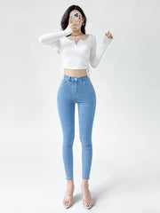 Damen Mid-Waist Röhrenjeans