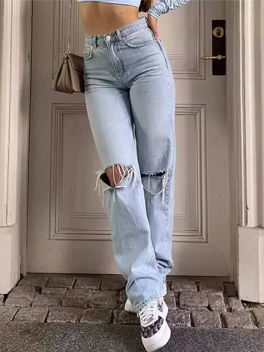 Damen High-Waist Ripped Jeans