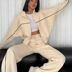 Bequemer Damen Hoodie & Jogger Trainingsanzug Set