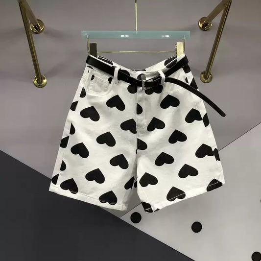 Herzprint Jeansshorts Damen 2025