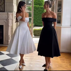 Elegantes Off-Shoulder-Midikleid