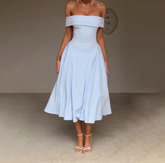 Elegantes Off-Shoulder-Midikleid