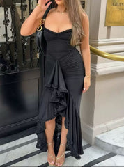 Elegantes Asymmetrisches Abendkleid mit Rüschen