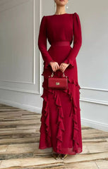 Elegantes Maxikleid mit Volants