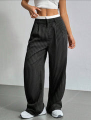 Lina Pinstripe Wide-Leg Pants