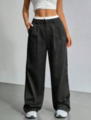 Lina Pinstripe Wide-Leg Pants