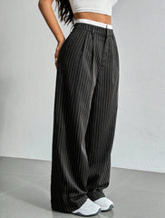 Lina Pinstripe Wide-Leg Pants