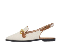 Eleganza Slingback Loafer – Canvas & Gold