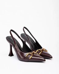 Elegant Chain Chic – Slingback Pumps in Lackoptik