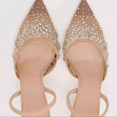 Glamour Sparkle Slingback Heels – Nude Elegance