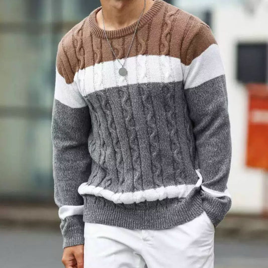 „Nordlicht Strick” – Herrenpullover mit Blockstreifen