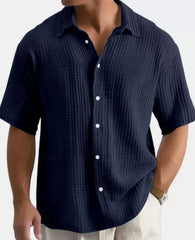 Tiefseestoff – Herren Kurzarmhemd in Struktur-Optik