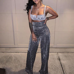 GlamSparkle High Waist Flared Pants