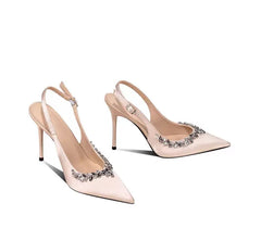 Elegance Luxe – Satin Slingback Pumps mit Strassverzierung