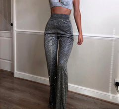 GlamSparkle High Waist Flared Pants