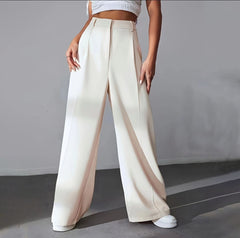 LIVIA – High-Waist Wide-Leg Hose in Cremeweiß