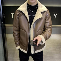 Leather Flame – Men’s jacket with teddy lining