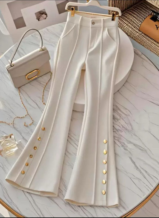 Elegance High-Waist Hose mit Goldknopf