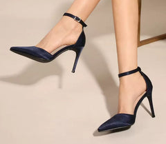 Eleganza – Satin High Heels in Nachtblau