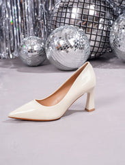 Eleganza High Heels – Cremeweiß mit Blockabsatz