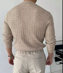 Sandfein Struktur“ – Herrenpullover in Zopfmuster