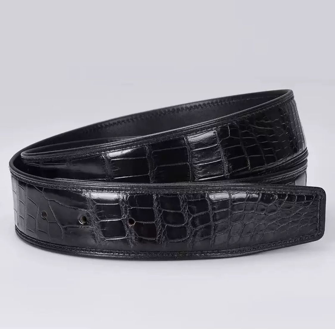 “Elegance Belt Nero”Crocodile Leather