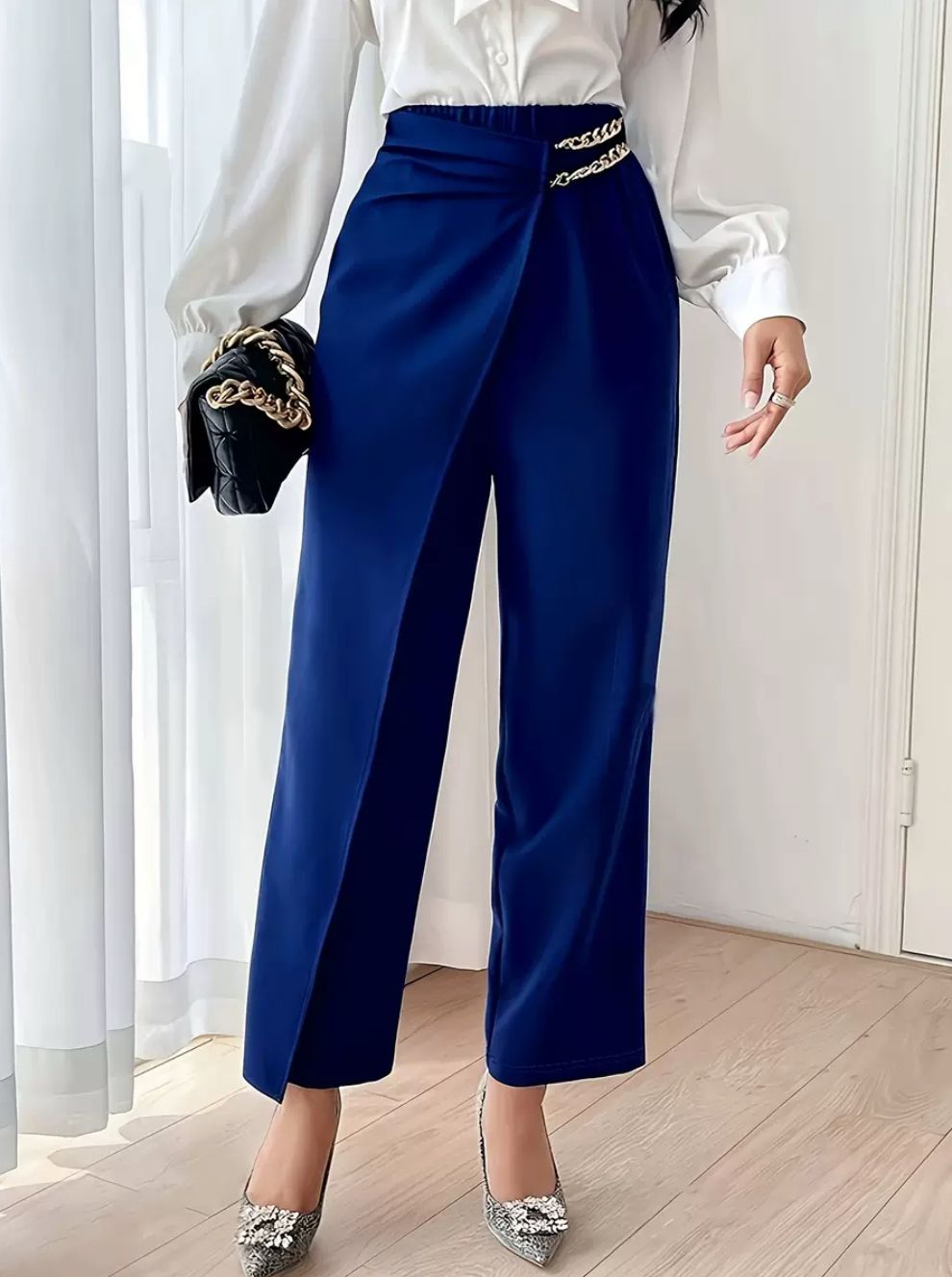Eleganza Chain-Trousers – Royal Blue