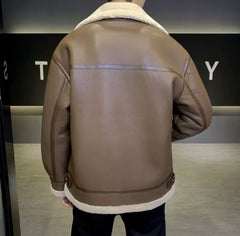 Leather Flame – Men’s jacket with teddy lining