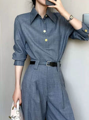 „Elegance Noir – Power Suit Blouse”