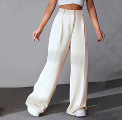 LIVIA – High-Waist Wide-Leg Hose in Cremeweiß