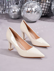 Eleganza High Heels – Cremeweiß mit Blockabsatz