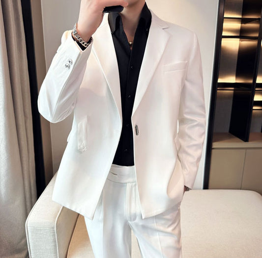 Weißer Signaturschliff – Sakko „Eisgraf“