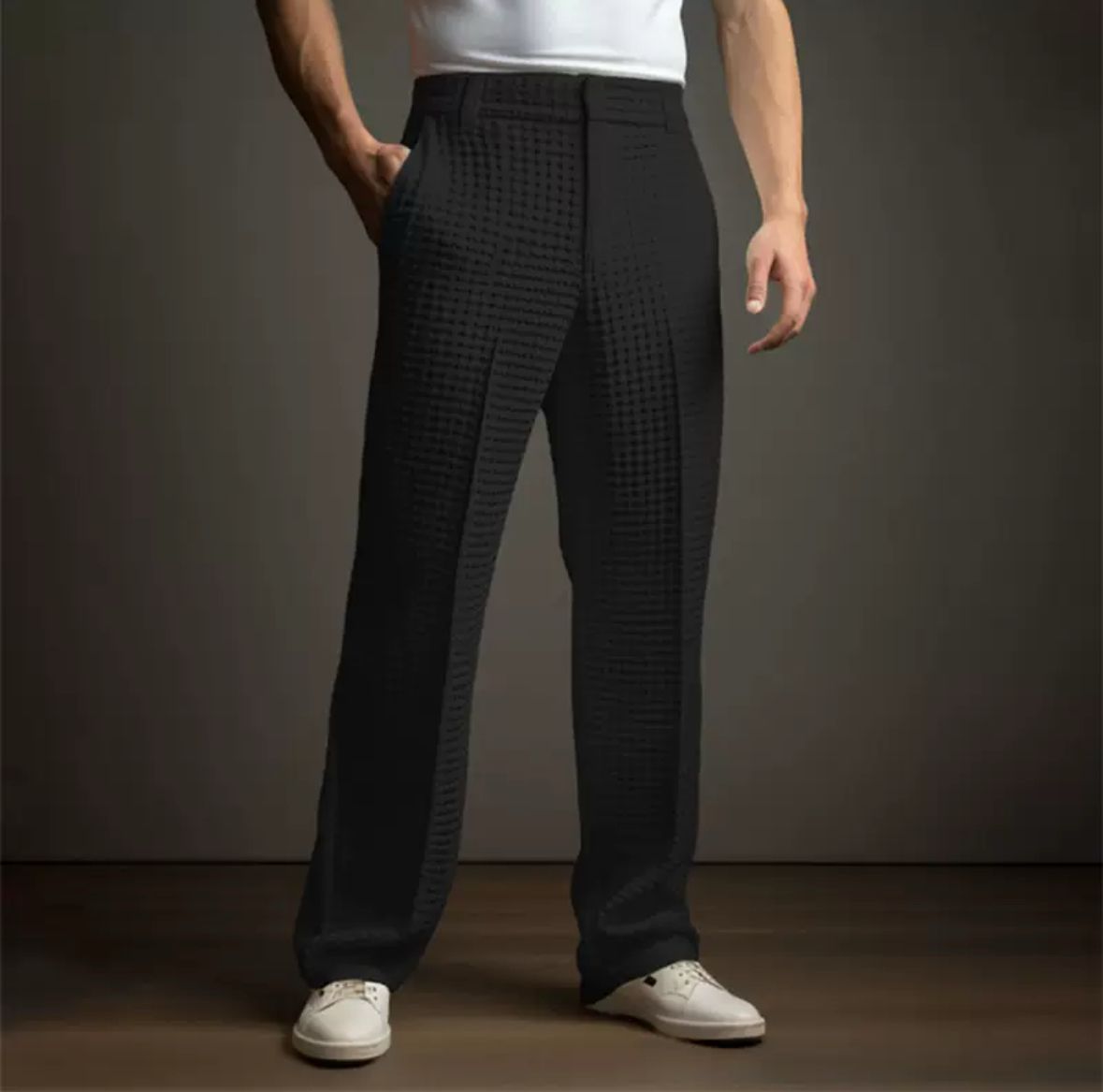 Strukturhose „Weißer Kubus“