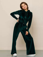 Samt-Jogginganzug mit Reißverschluss